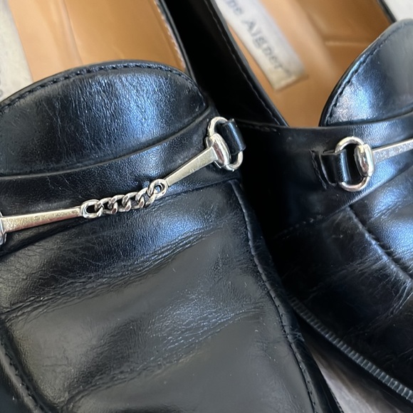 Black leather heels - silver buckle square toe - Picture 12 of 12